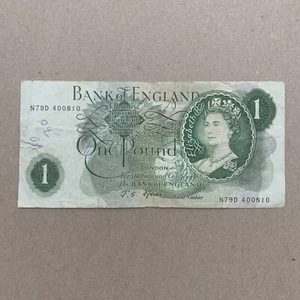 Queen Elizabeth II GREAT BRITAIN 1 Pound Banknote 1960's England Currency Bill - Picture 1 of 3