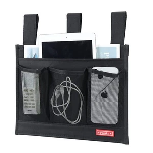 Hanging Bedside Caddybedside Organizer Caddy For Bed Rails4 Pocketsblack - Picture 1 of 8