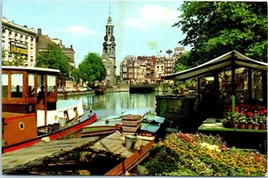 Floating Flower Market of the Singel, Mint Tower, Amsterdam, Holland Postcard - Picture 1 of 2