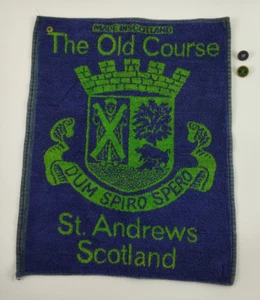Vintage St Andrews Old Course Scotland Golf Towel And 2 Ball Markers - Picture 1 of 9