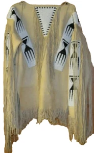 Men Western Wear Traditional Style Warrior Shirt Suede Leather Beaded & Fringes - Picture 1 of 2
