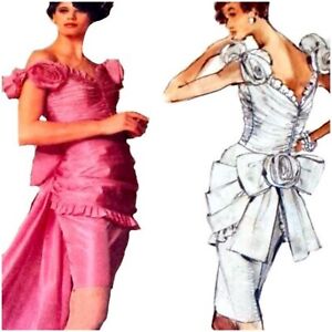 1980s Ruched Bustle Train Dress Bellville Sassoon Vogue 2277 Sewing Pattern