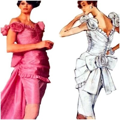 1980s Ruched Bustle Train Dress Bellville Sassoon Vogue 2277 Sewing Pattern - Image 1 of 4