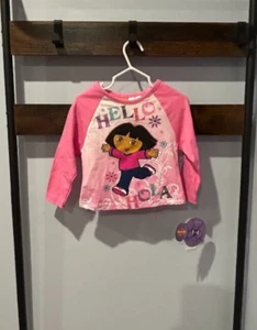 NWT Nickelodeon Dora the Explorer Hello Hola Long Sleeve Shirt Girl Size 2T - Picture 1 of 5
