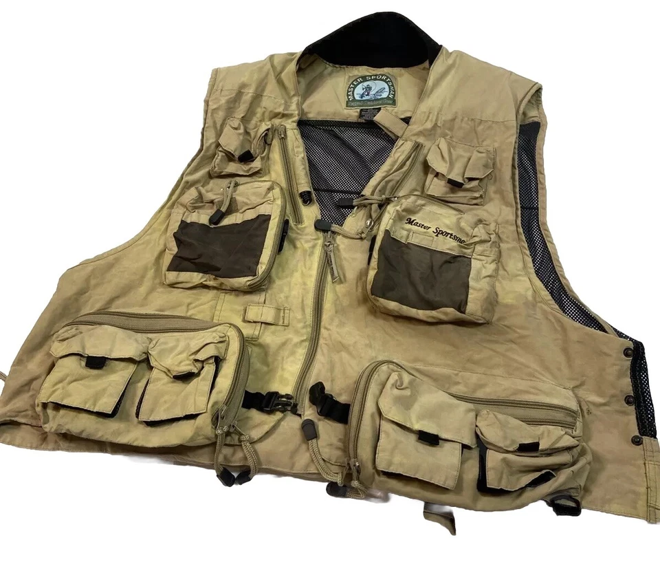 New Master Sportsman Khaki Fishing Hunting Vest Father's Day 2XL - Image 1 of 4
