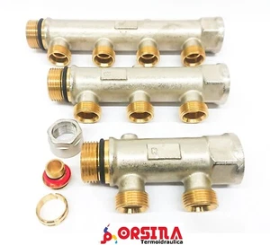 Collettore per impianto idrico riscaldamento 1" x 3/4 Eurocono 2  3  4 attacchi - Foto 1 di 12