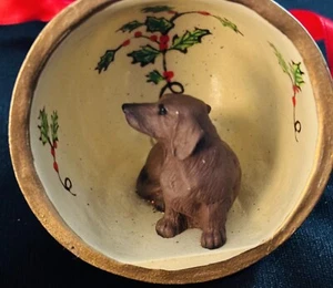 Dachshund Doxie Dog Teacup Holiday Christmas Ornament Pet Wienie Dog In Teacup!! - Picture 1 of 8