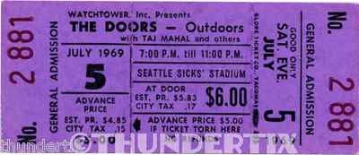 5 1969 -77  VINTAGE UNUSED FULL TICKETS The Doors The Who  Genesis ELO reprint  - Image 1 of 4