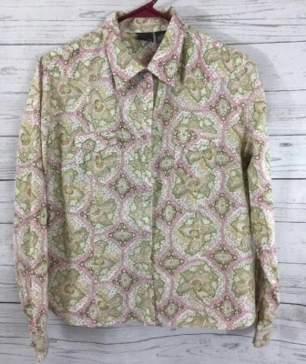 Blusa Copper Key Juniors Grande Rosa Verde Paisley Floral Botón a Presión Femenino Foto 1 de 4