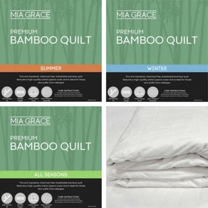 Mia Grace Premium Bamboo Quilt Doona Summer, Winter & All Seasons All Sizes - Picture 1 of 4
