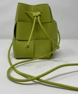 WOMEN'S BUCKET BAG LONG DRAWSTRING GREEN - Picture 1 of 5
