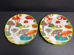Anthropologie Vintage Nathalie Lete Mushroom 8.25” Dessert Salad Plate Lot/2 - Picture 1 of 8