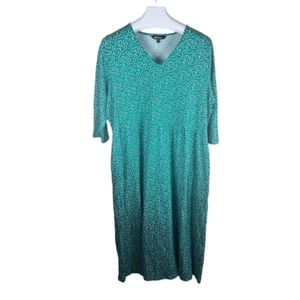 Ulla Popken Plus Size 24/26 Green Patterned V-Neck Maxi Floral Dress Cottagecore - Picture 1 of 8