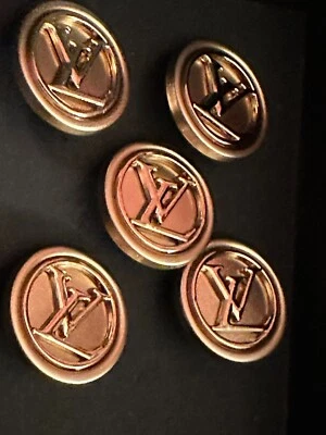 5 BIG GOLD LOUIS VUITTON BUTTONS, METAL ICONIC LV LOGO  25mm PRISTINE SHINEY - Image 1 of 4