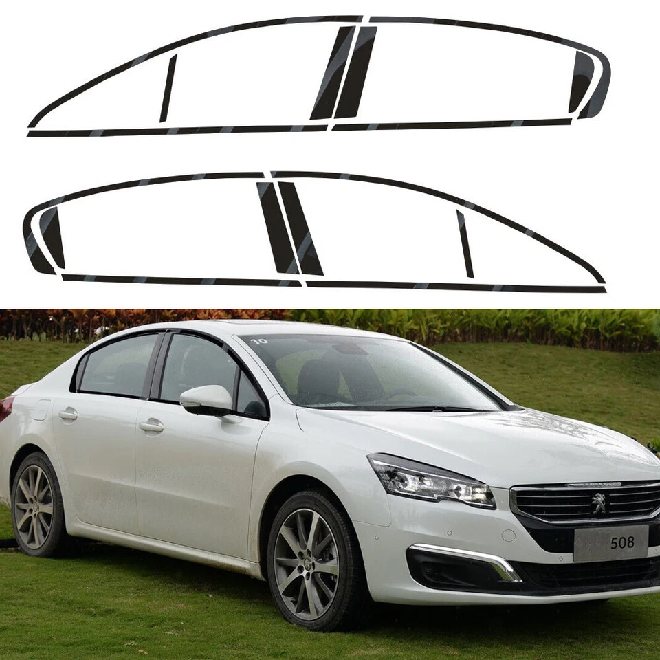 Glossy Black Chrome Delete Window Trims For Peugeot 508 2011-2017 — 第 1/4 张图片