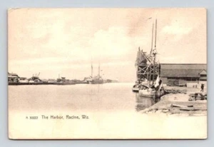 Racine Wisconsin, The Harbor - Rotograph Postcard 1910 - Picture 1 of 2