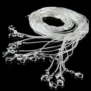 5/10Pcs 925 Silver Solid 1MM Snake Chain Necklace For Pendant Jewelry Wholesale - Picture 1 of 43