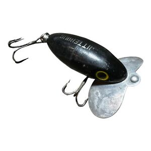 Fred Arbogast Black Jitterbug Fishing Lure 2.5 Inches Patent Metal Lip Vintage