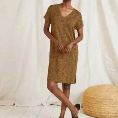 Garnet Hill Everyday Short Sleeve T-Shirt Dress Dot Leopard Print  Small - Image 1 of 4