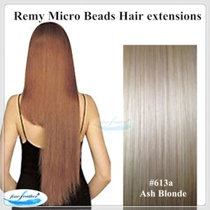 22'' Indian Remy Micro Beads Hair Extensions 50pcs Double Drawn #60 White Blonde - Bild 1 von 1