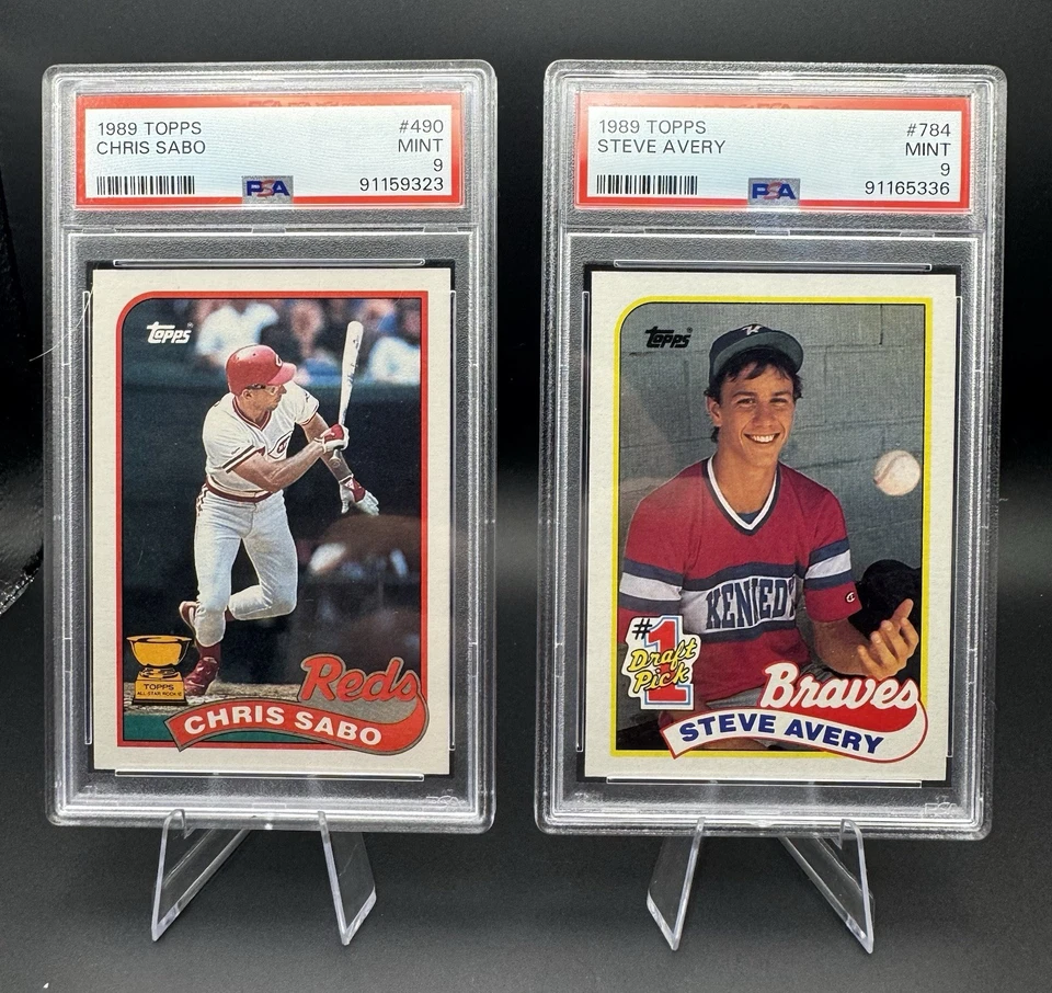 Lotes de PSA9’S - 1989 Topps Chris Sabo #490 + Steve Avery RC #784 hallazgo raro 🔥🔥 Foto 1 de 3