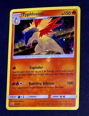 2019 Pokemon TYPHLOSION Black Star Promo HOLO BLEED Sun & Moon Card #SM185 SWIRL - Image 1 of 4