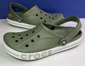 Crocs Bayaband Clogs Mens 9 / Womens 11 Army Green Cobblestone 205089 NEW NWOT - Picture 1 of 11