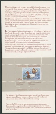 1986 年加拿大联邦 WILDLIFE 居住,帆布背包,VD.#FWH2 — 第 1/2 张图片