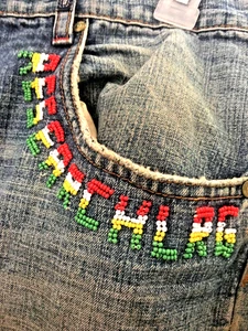 Vintage Roots & Equipment Make Jeans Not War LR Geans Herren Größe 36 Jeans - Bild 1 von 7