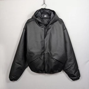 Yeezy JC-01 Faux Leather Hooded Jacket Black Size 2 NEW YZY APPAREL - Picture 1 of 14