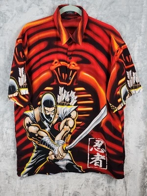 Vintage CHANGES GI Joe Cobra Storm Shadow Button Up Shirt Size Large 🔥 - Image 1 of 4