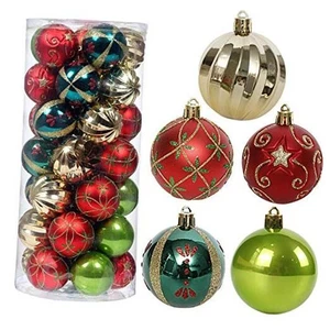  Addobbi per albero di Natale infrangibili 30 ct 2,36" - rosso, verde, oro rosso - Foto 1 di 7