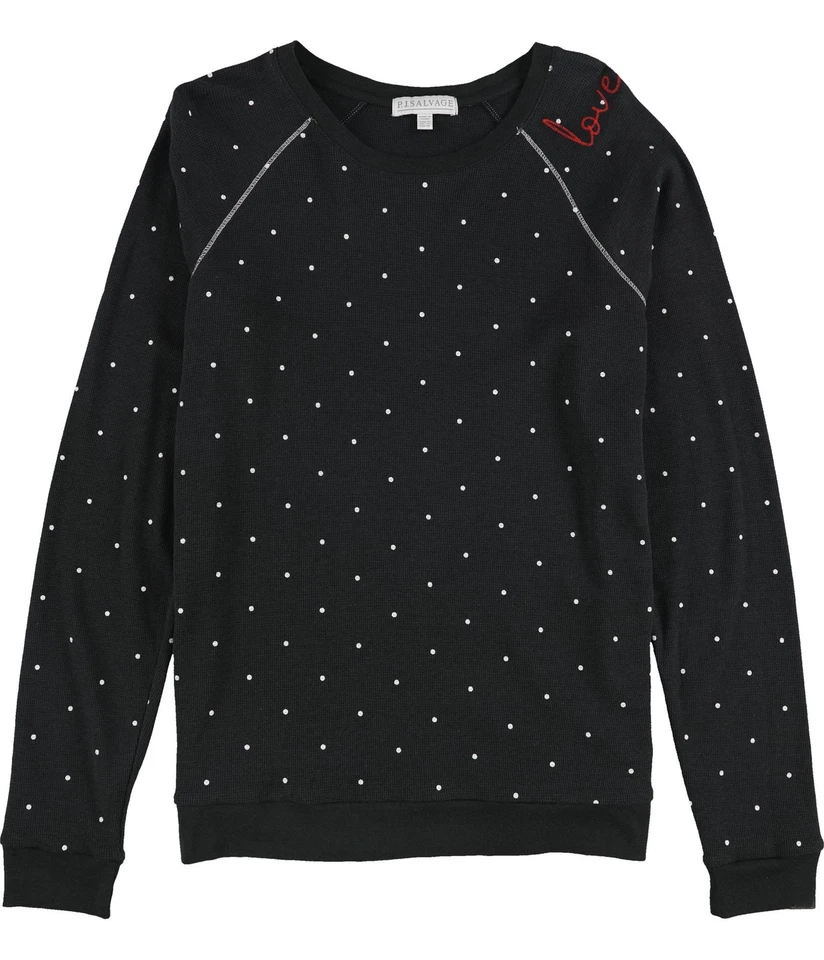 P.J. Camisa de pijama térmica Salvage Love para mujer, negra, mediana Foto 1 de 2