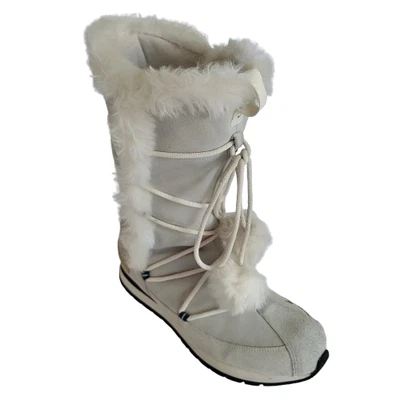 VTG 2005 Nike White Suede Women's Mid Calf Winter Boots Side Zipped Size 9.5 US - Image 1 of 4