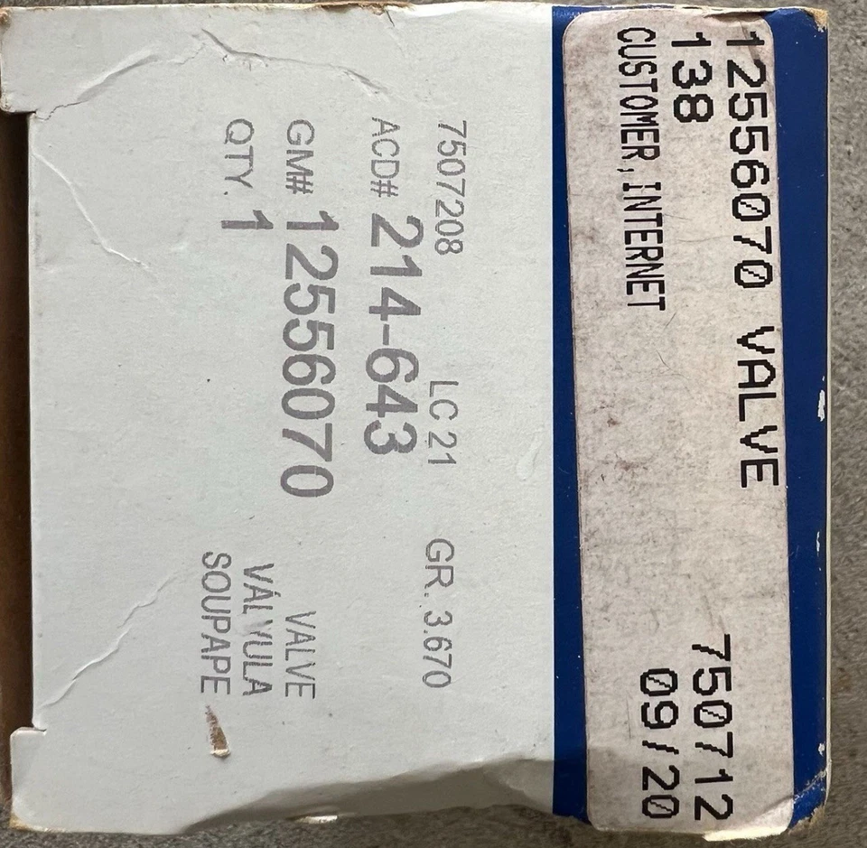 Válvula de inyección de aire genuina GM Parts 214-643. Chevy Silverado 2001 Foto 1 de 1