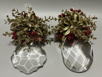 "Par de cristales de beso acrílico muérdago Ganz Holiday bayas rojas 8""" Foto 1 de 4