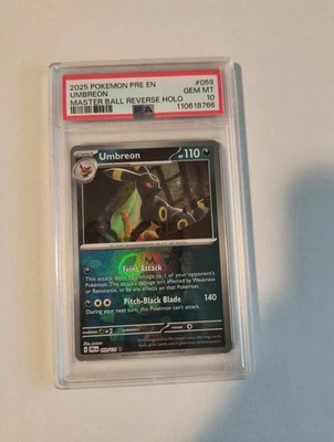Pokemon Umbreon Prismatic Evolutions Master Ball Reverse Holo #059 PSA 10 - Image 1 of 2