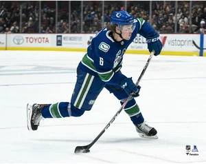 Brock Boeser Vancouver Canucks Unsigned Blue Jersey Shooting 11" x 14" Photo - Picture 1 of 1