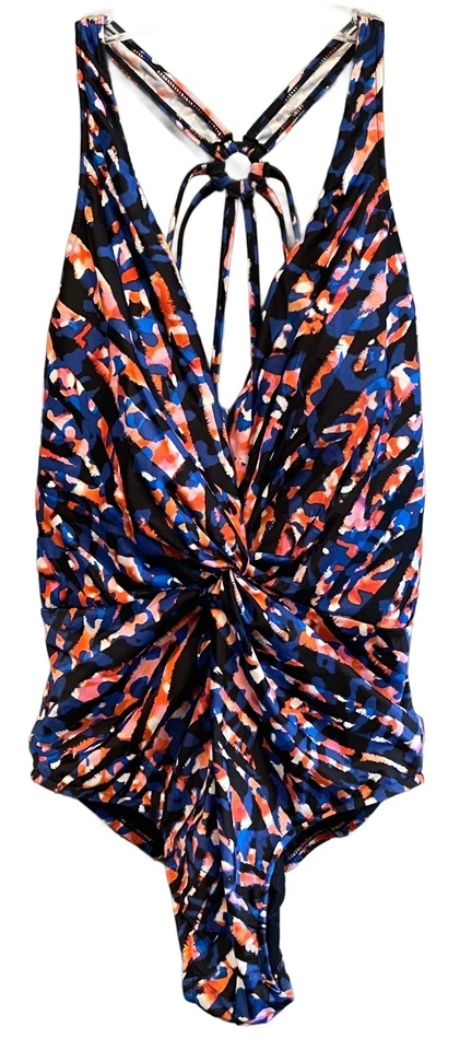 Traje de baño Magicsuit Drew One Piece talla 16 patrón azul naranja NUEVO venta al por menor $162 Foto 1 de 4