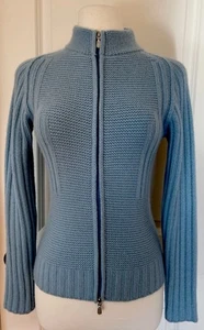 Suéter Moutorani Azul Cachemir Frontal Cremallera Completa Cuello Alto Talla-S~MUY RARO - Imagen 1 de 11