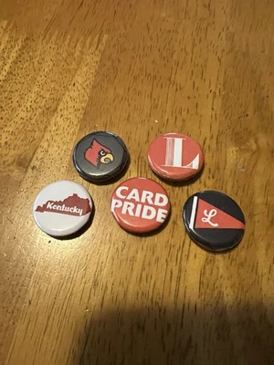 University of Louisville Set If 5 Button Size Pins Cardinals - Image 1 of 3