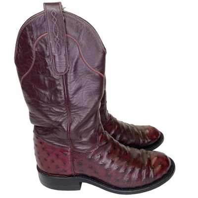 Tony Lama Avestruz Pluma Completa Western Botas de Vaquero Sangre de Buey George Estrecho Talla 4.5 Foto 1 de 4