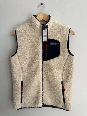 NEW Vineyard Vines Full Zip Sherpa Vest In Stone Boys Sz XL Or 18 Zipped Pockets - Image 1 of 4