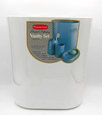 Vintage 1992 NOS Rubbermaid Designer Collection 4 Piece White Bathroom Set, RARE Foto 1 de 4