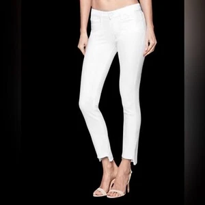 PAIGE | Paige Skyline Ankle Peg White mid rise Jeans with Raw Hem NWT size 26 - Picture 1 of 11