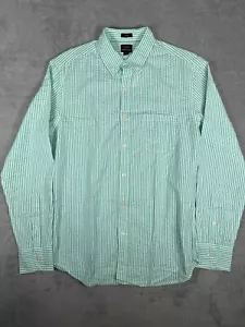 Camisa J Crew con botones para hombre M verde a rayas Seersucker ajustada manga larga - Imagen 1 de 8