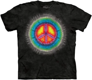 The Mountain Peace Tie Dye Black  Hippie Love Spiritual Rainbow T-Shirt S-M - Picture 1 of 3