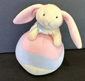 Dakin Plush Terry Cloth Bunny Chime Ball Vintage Pastel Easter Toy - Picture 1 of 7