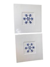 Crate & Barrel Set Of 2 Ceramic Snowflake Trivet Made in Italy Ceramica Stefani
