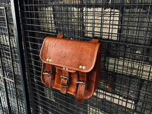 Motocycle Genuine Leather Saddle Bag Shoulder Sling Satchel Messenger Tote Bike - Picture 1 of 8